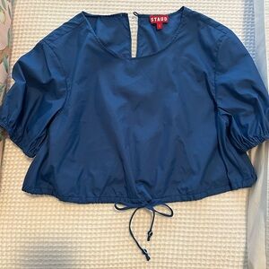 Staud Prato Cropped Top Blue
